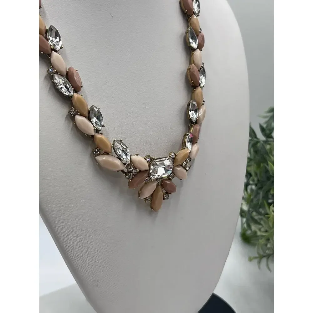 J.‎ Crew Pink, Beige, Blush Marquis Stones Crystals Pointed Vine Necklace